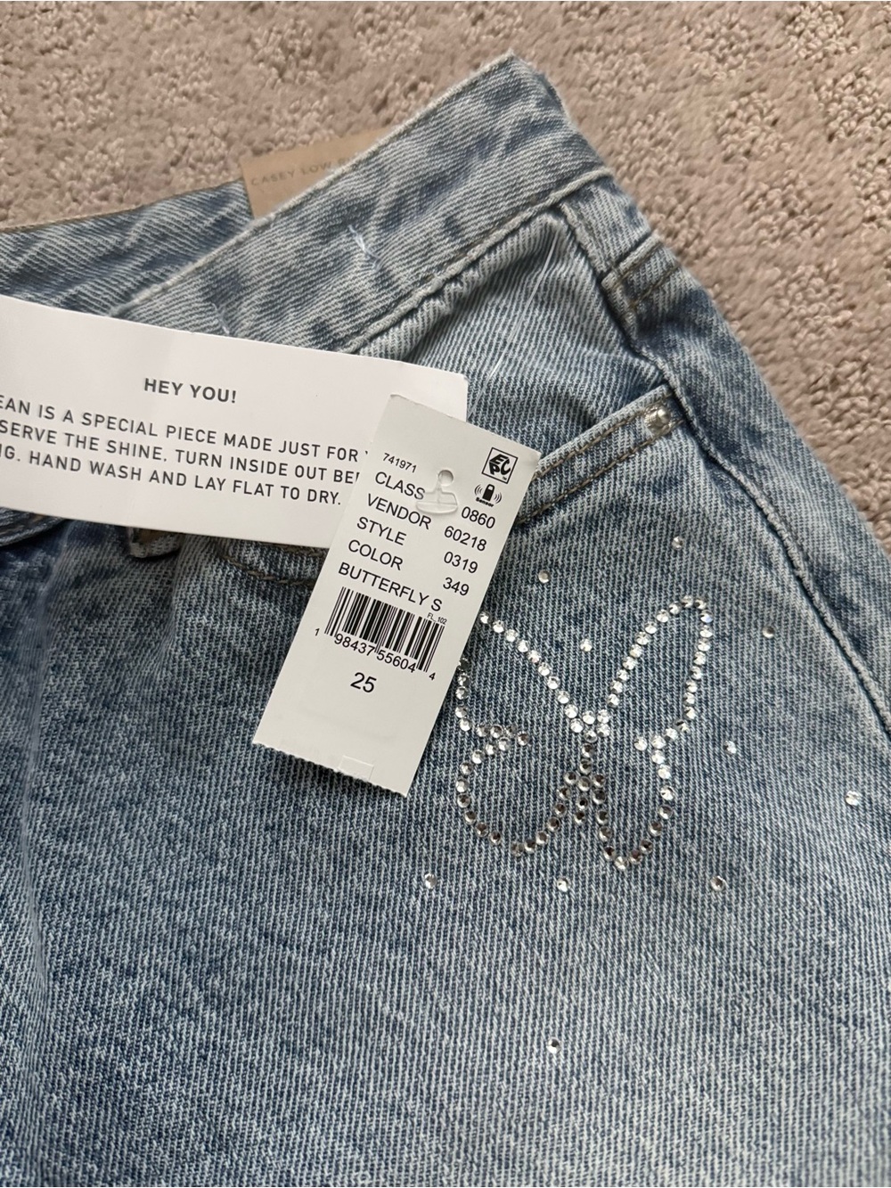 PacSun Light Blue Straight-Leg Jeans with Studded Butterfly Details - Picture 4 of 9